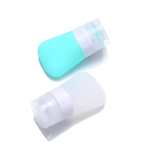 2 botellas de viaje de silicona, recipientes de viaje recargables a prueba de fugas de 1.3 onzas con bolsa de transporte transparente, botellas