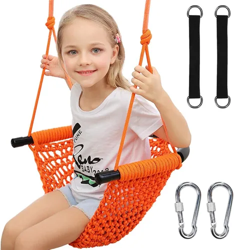 Miniatura 10 de Hi-Na columpio de árbol para niños, asiento de columpio de cuerda ajustable para niños pequeños con ganchos y correas, capacidad de 199.58 kg