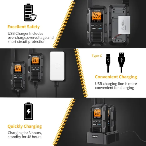 Miniatura 8 de Gaswei G2pro+ Walkie Talkies de Servicio Pesado para Adultos, Radios Bidireccionales Recargables de Largo Alcance de 2 Vatios, Clima NOAA, Radio FM