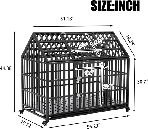 Miniatura 4 de Jaula para perros de alta resistencia, gran metal fuerte para perros y mascotas pequeños, medianos y grandes, fácil de montar con cerraduras