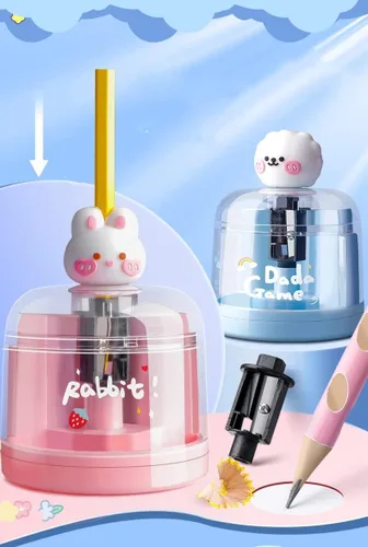 Miniatura 2 de Kawaii - Sacapuntas eléctrico Kawaii Adorable para alumnos, estudiantes, escuela primaria, aula manual (azul)