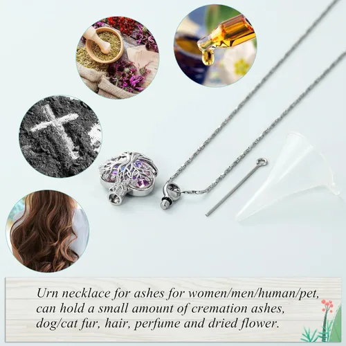 Miniatura 74 de Imrsanl Collar de urna de árbol de la vida con forma de corazón, joyería de cremación para hombres y mujeres, recuerdo, joyería conmemorativa