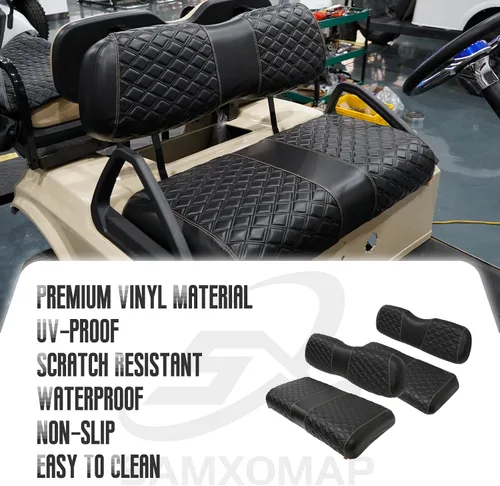 Miniatura 6 de Fundas de asiento de carrito de golf, delanteras y traseras, impermeables y resistentes al sol, de piel de vinilo de grado marino, accesorios
