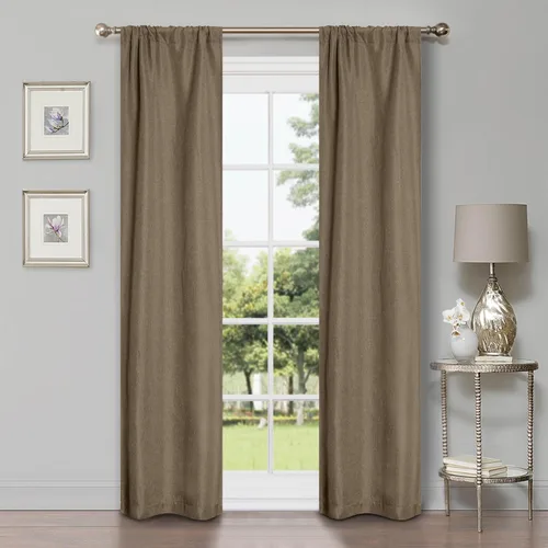 Miniatura 27 de Superior Juego de 2 cortinas opacas con textura de lino, par de paneles con aislamiento térmico con cabecera superior con ojales, cortinas clásicas