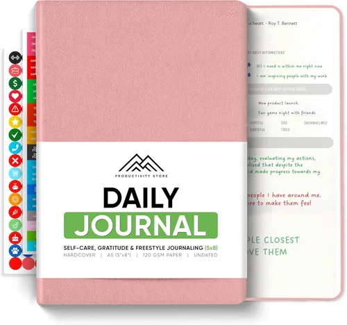 Miniatura 10 de El mejor diario diario para hombres y mujeres, gratitud, manifestación y diario guiado con indicaciones para el crecimiento personal (A5, azul)