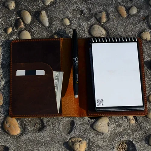 Miniatura 4 de JJNUSA Funda compatible con Rocketbook Mini Cover Smart Business hecha a mano de cuero genuino envejecido, funda para cuaderno portátil para Marrón