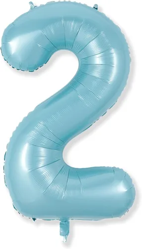 Miniatura 103 de Globos de número azul pastel de 40 pulgadas, globo gigante autoinflable de aluminio número 5 de cumpleaños para niños, globos azul bebé para hombres
