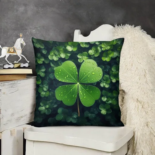 Miniatura 11 de Fundas de almohada de granja con diseño de feliz día de San Patricio con un gato en un sombrero de trébol, fundas de almohada de terciopelo