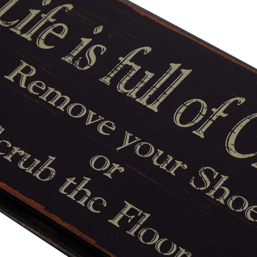 Miniatura 4 de NIKKY HOME Life Is Full Of Choices - Letrero decorativo de madera para pared, con texto en inglés "Remove Your Shoes Or Scrub The Floor", 9.82 x
