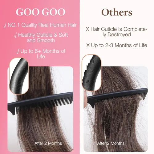 Miniatura 4 de GOO GOO I Tip - Extensiones de cabello humano real, 20 pulgadas, 1.76 oz, 50 S, extensiones de cabello Remy invisible, 1 negro azabache
