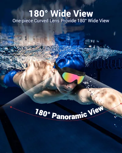 Miniatura 4 de Freela 2 Pack Swim Goggles for Adult Men Women,180°Wide Vision Anti-fog UV Protection No Leak Clear Swimming Goggles Rosado y blanco