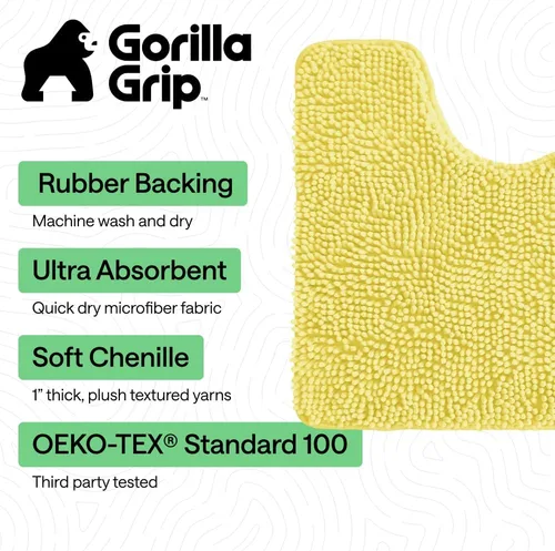 Miniatura 399 de Gorilla Grip - Tapete de baño de felpilla gruesa, suave y absorbente, secado rápido, de microfibra, con reverso de caucho, para piso de ducha, Nube