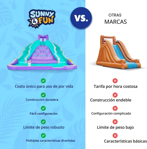 Miniatura 8 de SUNNY & FUN Ultra Climber - Parque inflable de tobogán acuático – Resistente para diversión al aire libre – Pared de escalada, dos toboganes y Morado