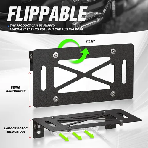 Miniatura 5 de Marco universal abatible para placa de matrícula compatible con Hawse Fairlead de 10 pulgadas, reubicación del soporte de matrícula frontal, rodillo