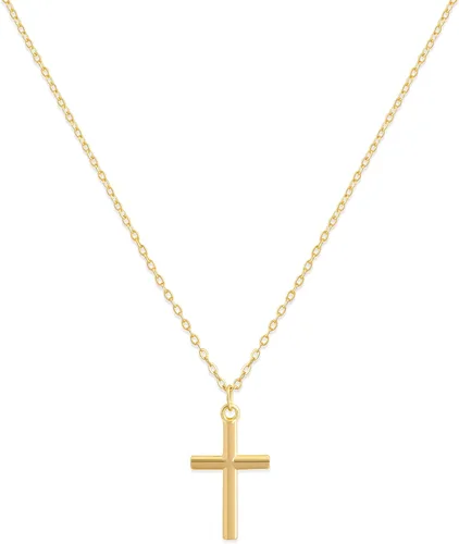Valloey Rover Collar de cruz de oro para mujer, collar de cadena chapado en oro de 14 quilates, collar con dije de cruz de oro, collar simple y