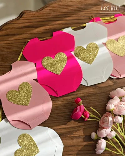 Miniatura 6 de Guirnalda de papel rosa para baby shower, de manga corta, body de tendedero para revelación de género, pancarta de cumpleaños, traje de bebé