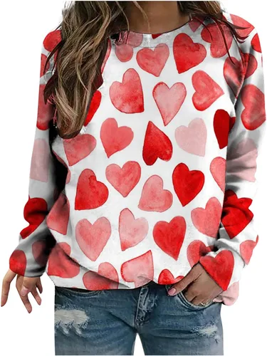 Miniatura 82 de Sudadera de manga larga con estampado de leopardo y corazón para mujer, para el día de San Valentín, sin botones, para niñas, regalos