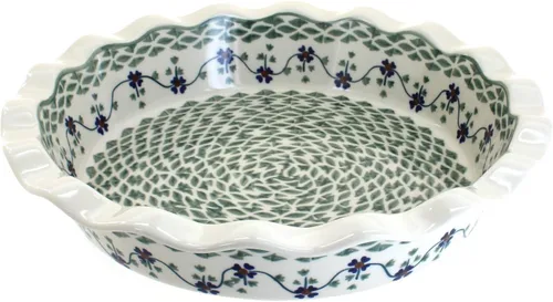 Miniatura 2 de Blue Rose Polish Pottery - Plato para pastel de margaritas azules - 10.5" de diámetro - Plato de cerámica para hornear, para pasteles, quiches