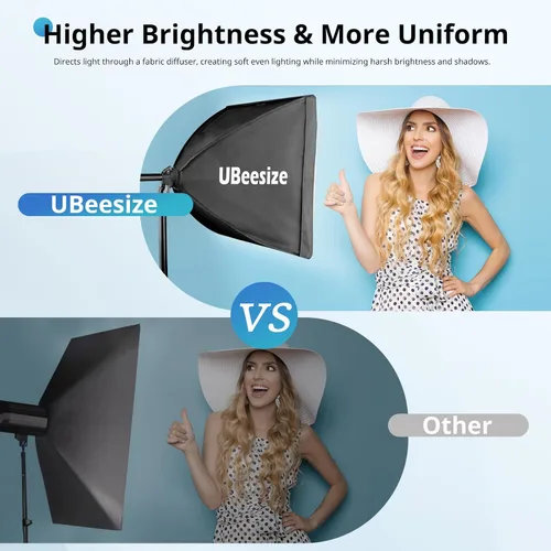 Miniatura 6 de UBeesize Softbox Kit de Iluminación para Fotografía, Kit de Iluminación Continua de 16" x 16" con Bombilla de Socket E27 de 40W 6500K, Iluminación