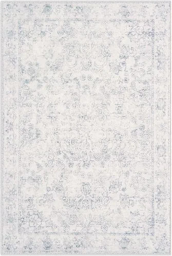 Miniatura 150 de jinchan Lima - Alfombra simétrica floral geométrica lavable, alfombra de entrada de medio círculo de 2 x 3, alfombra de media luna, suave y Azul