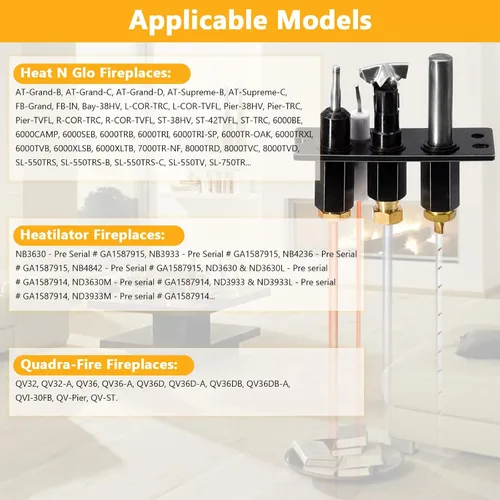 Miniatura 3 de Criditpid 4021-737 Pilot Assembly LP para calentador, Heat N Glo, Chimeneas Quadrafire, Calentador y Ensamblaje Piloto de Gas Propano Heat-N-Glo
