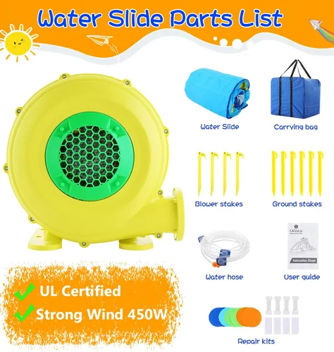 Miniatura 7 de Parque acuático inflable de la casa de la despedida - Diapositiva para niños con soplador de aire, piscina de salpicaduras y diseño de castillo