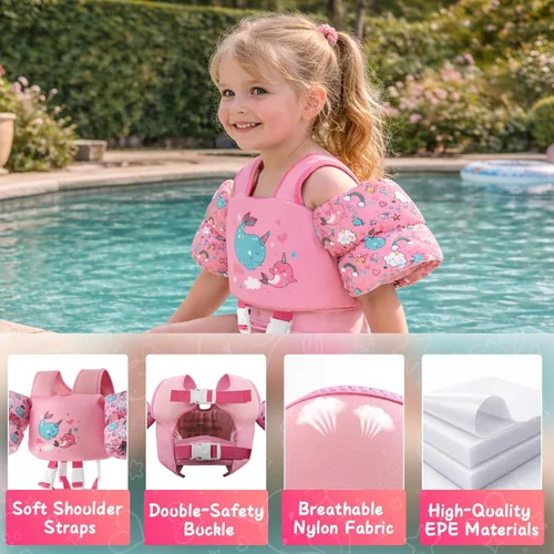 Miniatura 3 de Chaleco de natación para niños pequeños, flotadores para niños de 20 a 66 libras, chaleco de natación para niños pequeños que aprenden a nadar