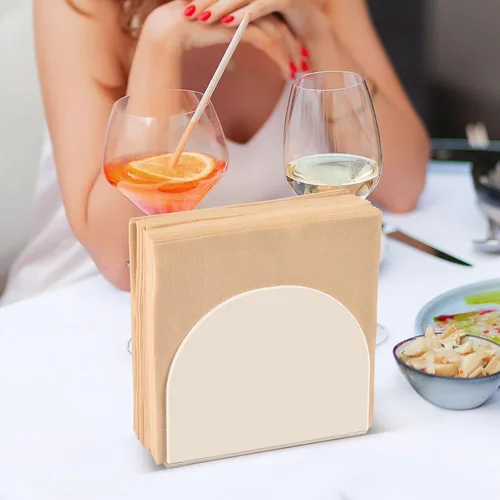 Miniatura 7 de Servilletero beige para mesa, dispensadores de servilletas de tejido acrílico, servilleteros de cóctel transparentes para encimeras, hotel