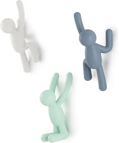Miniatura 11 de Umbra Buddy Ganchos de pared decorativos montados en la pared para colgar abrigos, bufandas, bolsos, carteras, mochilas, toallas y más, juego de 3