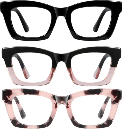 Miniatura 18 de Reading Glasses for Women - Stylish Blue Light Blocking Glasses Square Readers with Spring Hinge C1-tortuga blanca