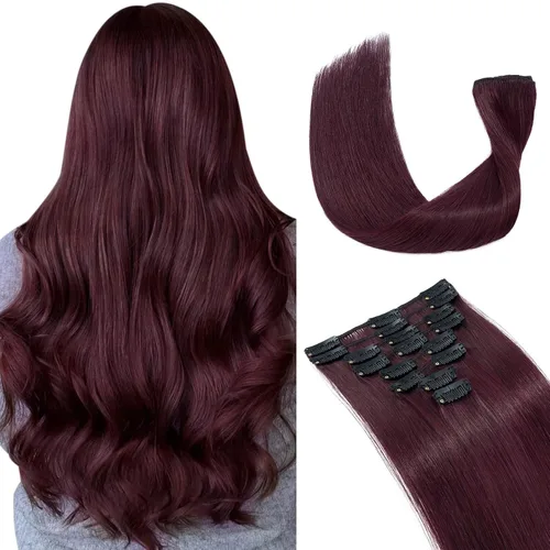 Miniatura 34 de Extensiones de cabello con clip, cabello humano Remy, extensiones de cabello largo lacio de una pieza con 5 clips, con gancho para colgar
