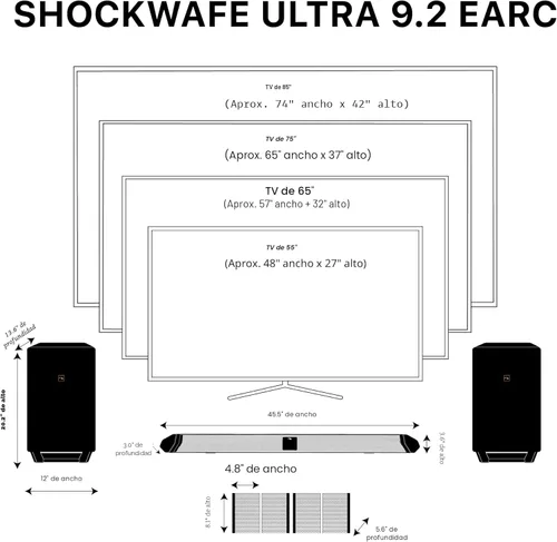 Miniatura 2 de Nakamichi Shockwafe Ultra - Sistema de barra de sonido de 9.2.4 canales con Dolby Atmos/DTS:X, subwoofers duales de 10 pulgadas, 4 altavoces