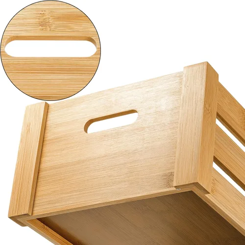 Miniatura 3 de Lawei Juego de 3 cajas de bambú con asas, caja de almacenamiento decorativa rústica, caja de almacenamiento para exhibición, cestas de bambú