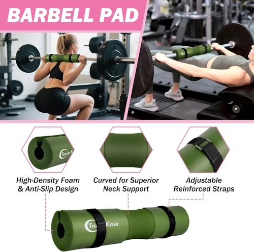 Miniatura 4 de Juego de almohadillas de barra: almohadilla de empuje de cadera para sentadillas Levantamiento de pesas Accesorios de equipo de gimnasio Negro