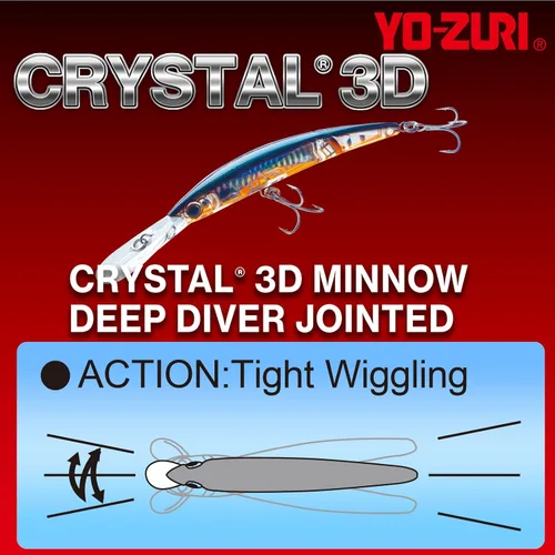 Miniatura 3 de Yo-Zuri Crystal 3D Minnow Deep Diver Señuelo articulado Naranja Amarillo