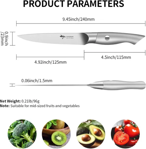 Miniatura 5 de MAD SHARK Cuchillo de pelar de 5 pulgadas, cuchillos de pelar, cuchillo de cocina pequeño, cuchillo alemán de acero inoxidable para verduras, diseño