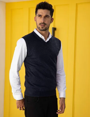 Miniatura 3 de COOFANDY Chaleco de suéter casual ligero con cuello en V para hombre, Vino