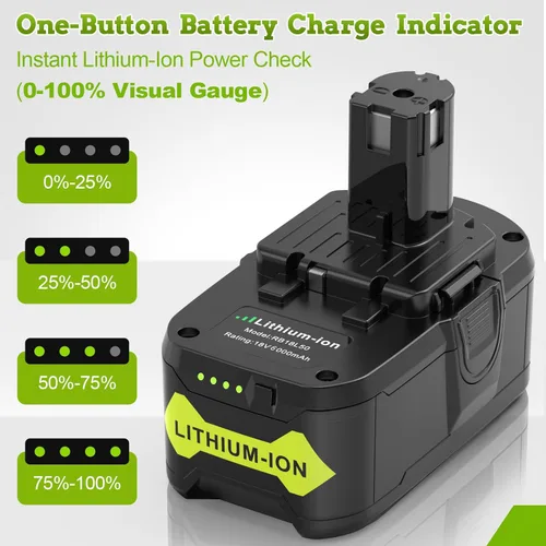 Miniatura 3 de Paquete de 6 baterías de litio de 6.0Ah 18V compatibles con Ryobi RB18L50 P108 P102 P104 de alta capacidad con indicador LED