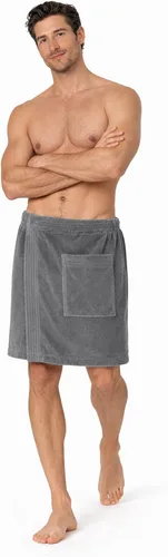 Miniatura 2 de Toalla ajustable de terciopelo de rizo de algodón turco para hombres (gris, talla única)