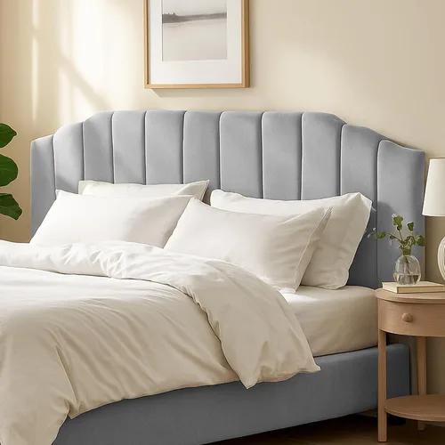 Miniatura 4 de Cabecero tapizado para camas matrimonial/queen, cabecera arqueada y soporte de marco de cama, altura ajustable, diseño moderno de canal vertical