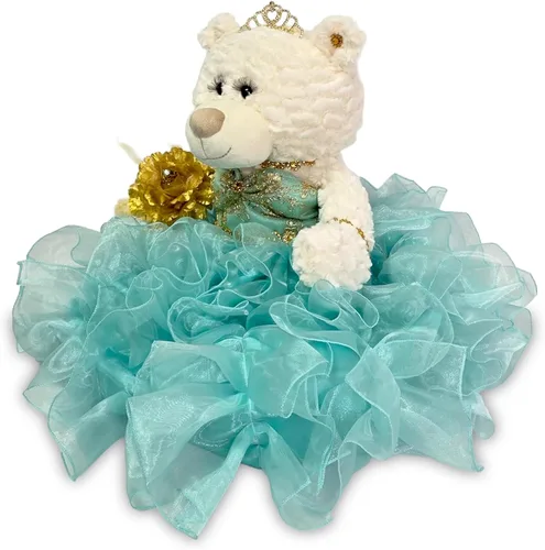 Miniatura 5 de KINNEX COLLECTIONS SINCE 1997 20" Quince Anos Quinceanera Last Doll Osito de peluche con vestido (pieza central) ~ ARC16831-23R (Aqua)