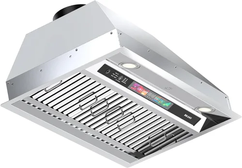 BRANO Campana extractora de inserción, campana de ventilación de cocina integrada de 900 CFM con control de voz, gestos y táctil, ventilador de