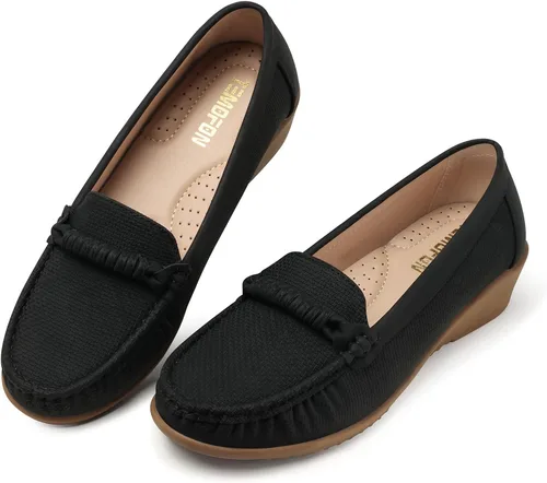 Miniatura 2 de TOMOFON - Mocasines para mujer, zapatos planos de piel, cómodos, cómodos, con arco y soporte ancho