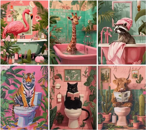 Miniatura 6 de Paquete de 6 pinturas de cóctel retro por números para adultos principiantes, vintage fácil de pintar por números sobre lienzo, kit de pintura al