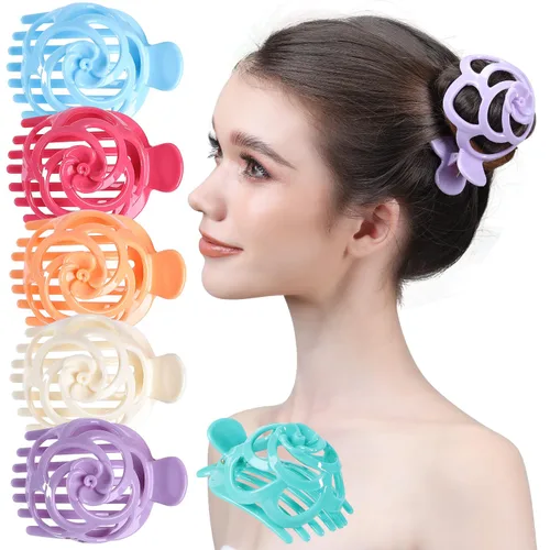 Miniatura 9 de RC ROCHE - 6 piezas para hacer moños para mujer, clip de pinza para el cabello, nido de pájaro, ballerina, soporte redondo francés, cúpula