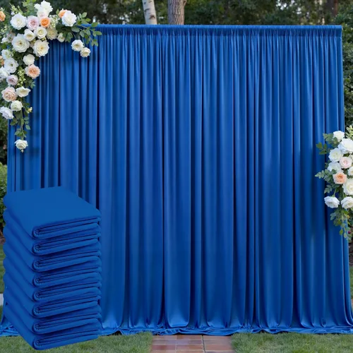 Miniatura 69 de Cortinas de telón de fondo blanco de 30 pies x 8 pies para fiestas de boda, 6 paneles de 5 pies x 8 pies, cortinas de fotografía de poliéster sin
