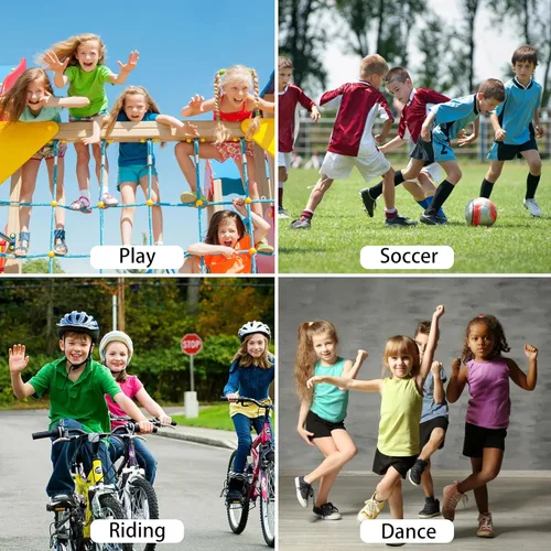 Miniatura 7 de Juego de rodilleras ajustables para niños y jóvenes con almohadillas gruesas SBR para montar, patinar, patinar, snowboard, voleibol (negro y rosa)