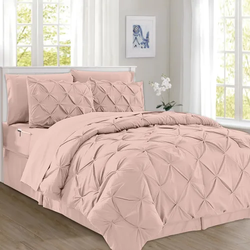 Miniatura 10 de Elegant Comfort Juego de edredón con pliegues pinzados de 8 piezas - Cama completa en una bolsa para todas las estaciones, incluye juego de sábanas