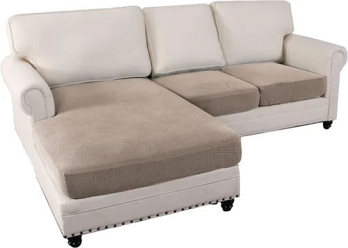 Miniatura 24 de MIFXIN Fundas para sofá modular, 3 piezas, funda de asiento de sofá de terciopelo elástico en forma de L, funda de cojín separada, protector