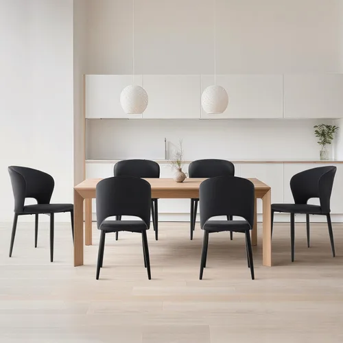 Miniatura 9 de Lamberia Juego de 2 sillas de comedor modernas para cocina y comedor con asiento acolchado de cuero sintético y patas de metal, color negro, juego